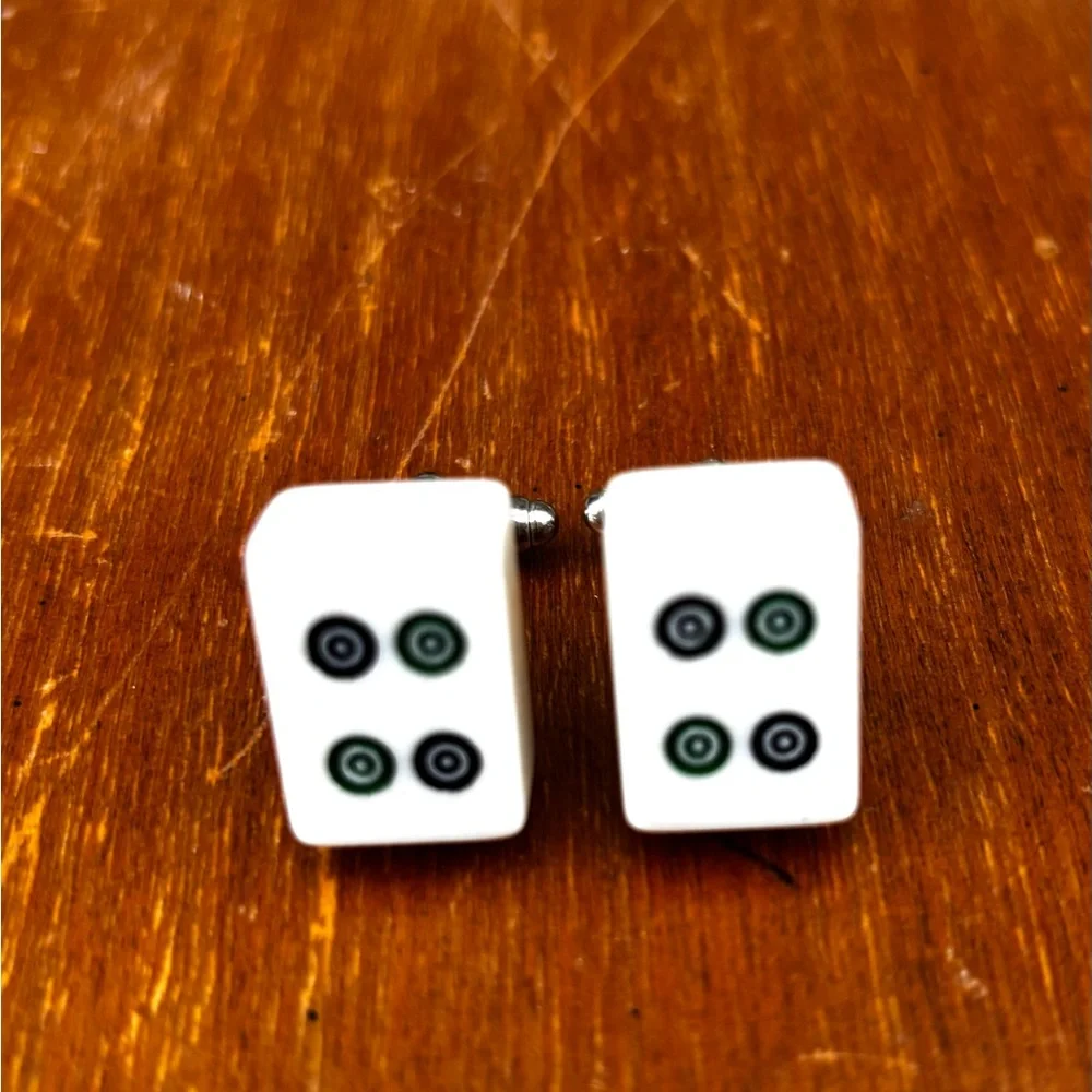 Four dots mini mahjong Cufflinks